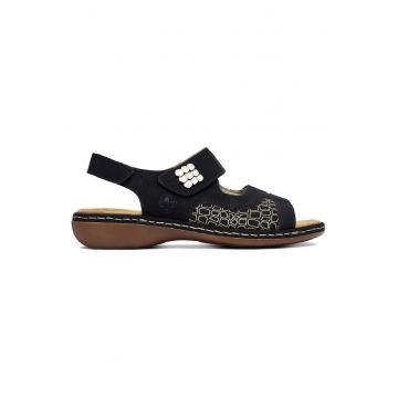 Sandale dama -  velcro - negru - piele ecologica