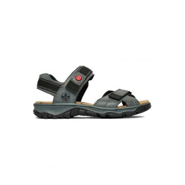 Sandale dama -  velcro - piele ecologica - albastru -