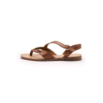 Sandale de piele cu catarame - Caramel