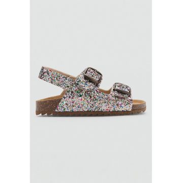 Sandale din piele cu paiete - Multicolor