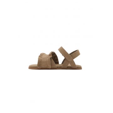 Sandale din piele cu velcro - Maro taupe