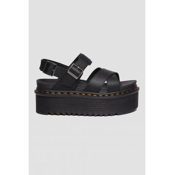 Sandale din piele ecologica cu platforma Vos II Athena - Negru