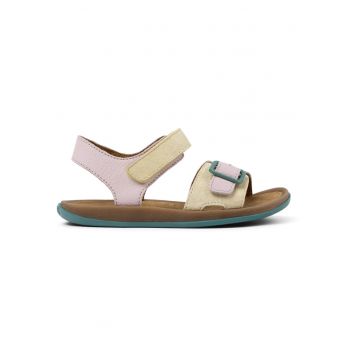 Sandale din piele nabuc Bicho Twins - Galben pal/Roz pal