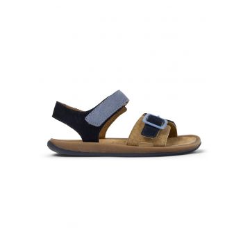 Sandale din piele nabuc Bicho Twins - Maro/Albastru deschis