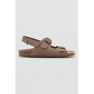 Sandale flatform din piele - Maro deschis