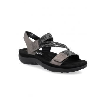 Sandale sportive de damă Rieker cu velcro în amestec negru 64870-42