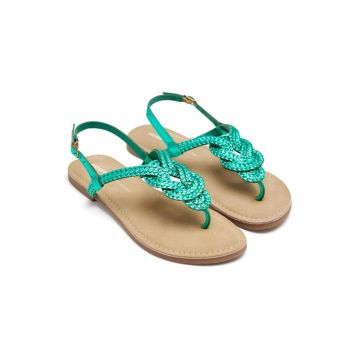 Sandale de piele cu bareta separatoare Zupanja - Albastru aquamarin