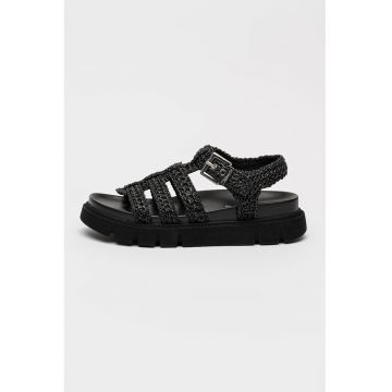 Sandale flatform cu catarama - Negru