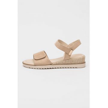 Sandale wedge cu varf rotund - Bej deschis
