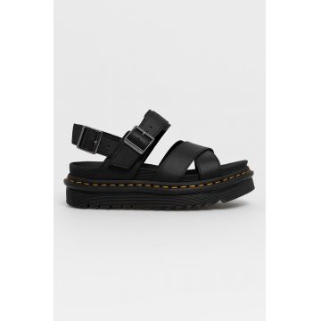 Dr. Martens Sandale de piele Voss II femei, culoarea negru, cu platformă DM27572001