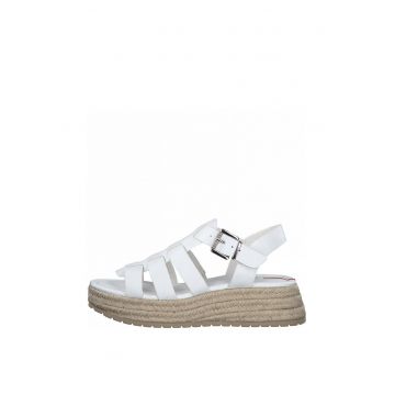 Sandale tip espadrile din piele cu talpa wedge