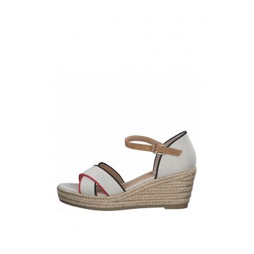 Sandale wedge tip espadrile de piele ecologica si panza