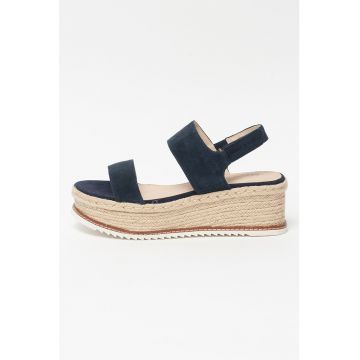 Sandale wedge de piele intoarsa