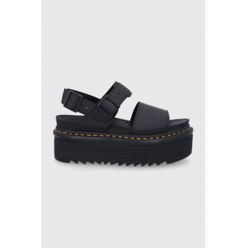 Dr. Martens sandale de piele Voss Quad femei, culoarea negru, cu platformă DM26725001.Voss.Quad.Bl-Black