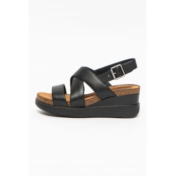 Sandale din piele cu talpa wedge Lizby Cross