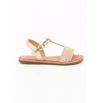 Sandale de piele cu bareta stralucitoare - Auriu rose Sandale de piele cu bareta stralucitoare - Auriu rose