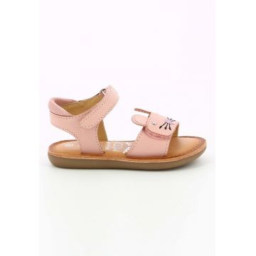Sandale de piele cu velcro - Roz Sandale de piele cu velcro - Roz