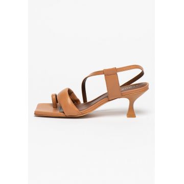 Sandale slingback de piele cu barete asimetrice