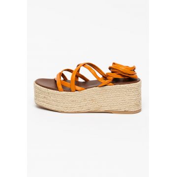 Sandale tip espadrile wedge de piele Paw-Paw