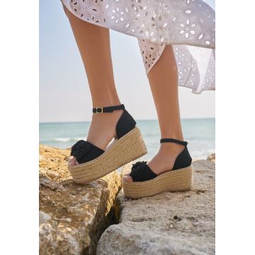 Sandale cu platforma tip espadrile Almeila negre