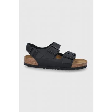 Birkenstock sandale de piele Milano femei, culoarea negru 34193.Milano-Black