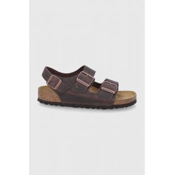 Birkenstock sandale de piele Milano femei, culoarea maro