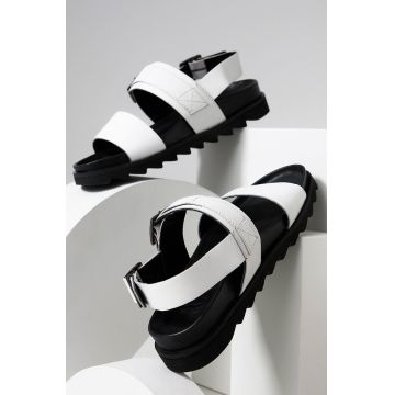 Answear Lab sandale de piele femei, culoarea alb, cu platforma