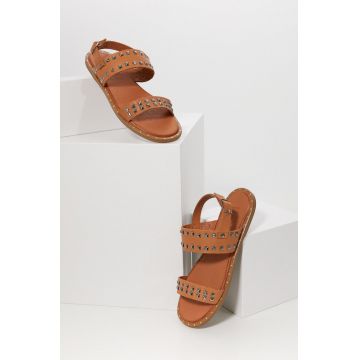 Answear Lab sandale de piele femei, culoarea maro
