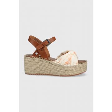 Pepe Jeans sandale Witney Knot femei, culoarea bej, cu platforma