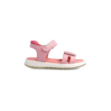 Garvalin sandale din piele pentru copii culoarea roz