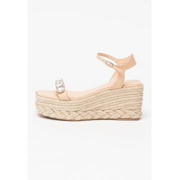 Sandale wedge de piele cu strasuri Osia