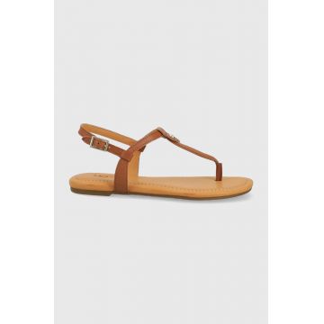 UGG sandale de piele Madeena femei, culoarea maro
