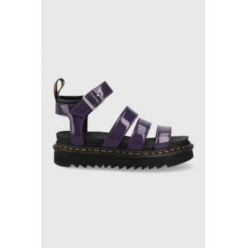 Dr. Martens sandale de piele femei, culoarea violet, cu platforma