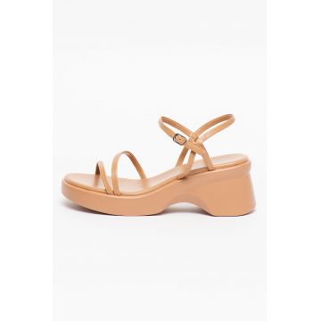 Sandale demi-wedge de piele ecologica Leonel