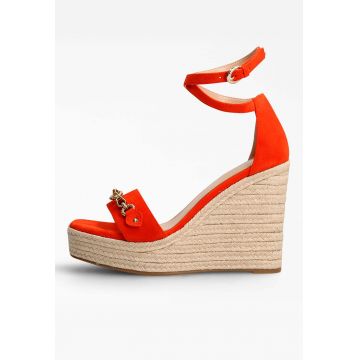 Sandale tip espadrile din piele intoarsa cu talpa wedge