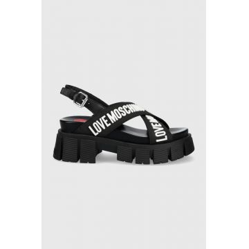 Love Moschino sandale femei, culoarea negru, cu platforma