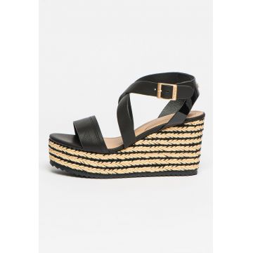 Sandale wedge de piele ecologica Marbella