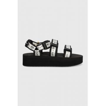 Chiara Ferragni sandale femei, culoarea negru, cu platforma