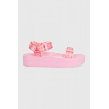 Chiara Ferragni sandale femei, culoarea roz, cu platforma