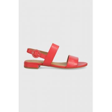 Emporio Armani sandale de piele femei, culoarea rosu