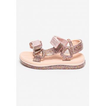 Sandale cu velcro si aspect stralucitor Papete Sandale cu velcro si aspect stralucitor Papete