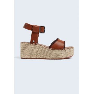 Sandale din piele ecologica cu talpa wedge