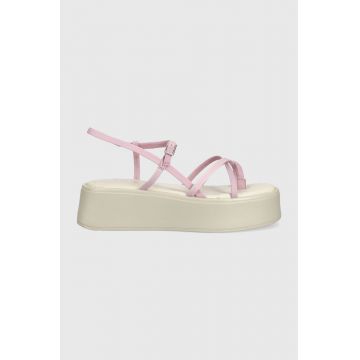 Vagabond Shoemakers sandale de piele Courtney femei, culoarea roz, cu platforma