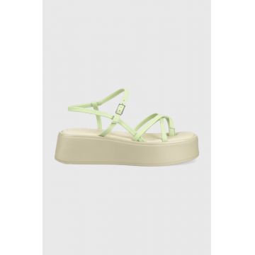 Vagabond Shoemakers sandale de piele Courtney femei, culoarea verde, cu platforma