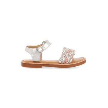 Sandale din piele cu inchidere velcro si barete cu aspect impletit Wea Sandale din piele cu inchidere velcro si barete cu aspect impletit Wea
