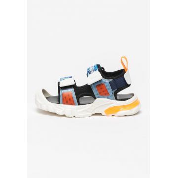 Sandale cu inchidere velcro si model colorblock