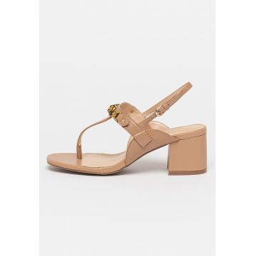 Sandale slingback de piele cu toc masiv