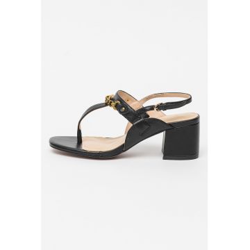 Sandale slingback de piele cu toc masiv