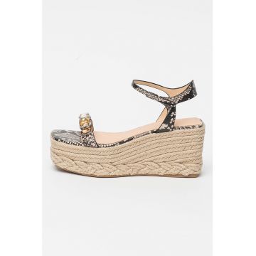 Sandale wedge de piele ecologica cu strasuri Osia Sandale wedge de piele ecologica cu strasuri Osia