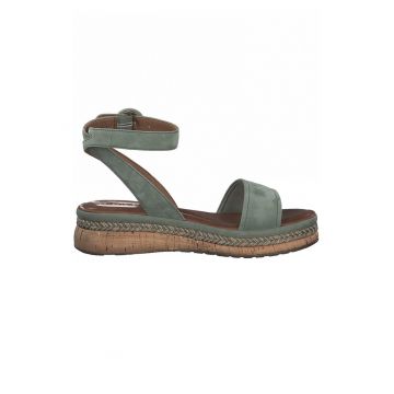 Sandale wedge de piele nabuc